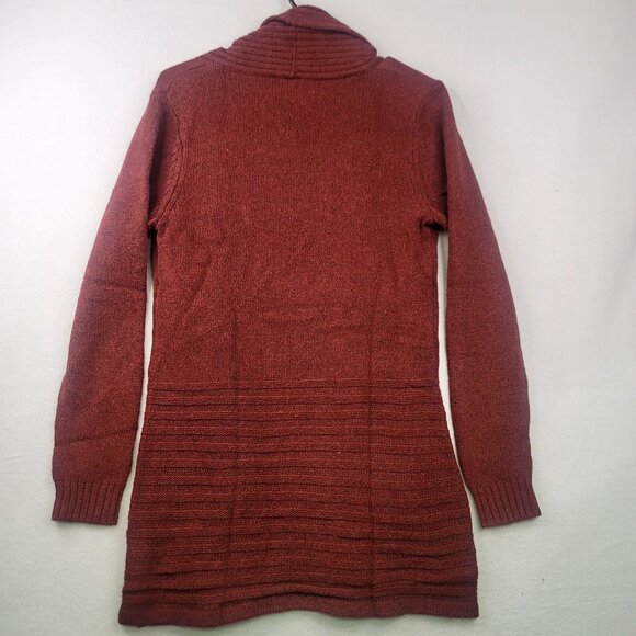 Fortune + Ivy Open Front Heavy Knit Cardigan Button Detail Small Rust - Picture 2 of 7